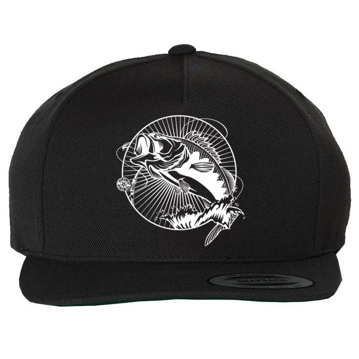 Fishing - Jumping Bass Fish Wool Snapback Cap