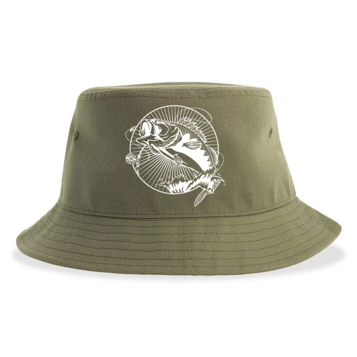 Fishing - Jumping Bass Fish Sustainable Bucket Hat