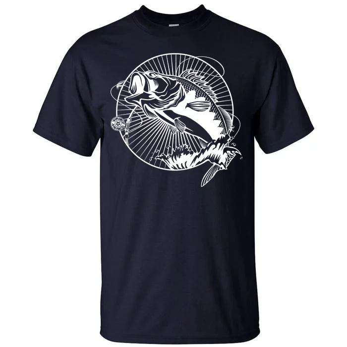 Fishing - Jumping Bass Fish Tall T-Shirt