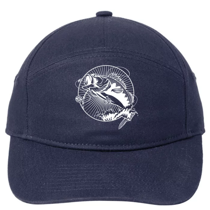 Fishing - Jumping Bass Fish 7-Panel Snapback Hat