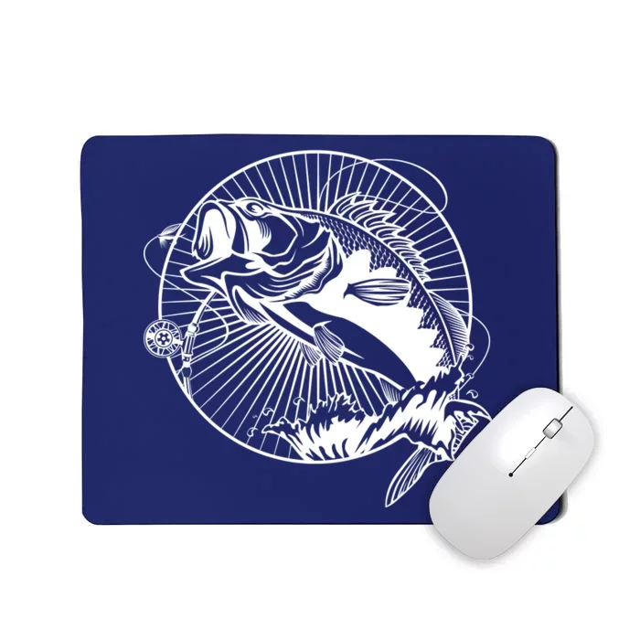 Fishing - Jumping Bass Fish Mousepad