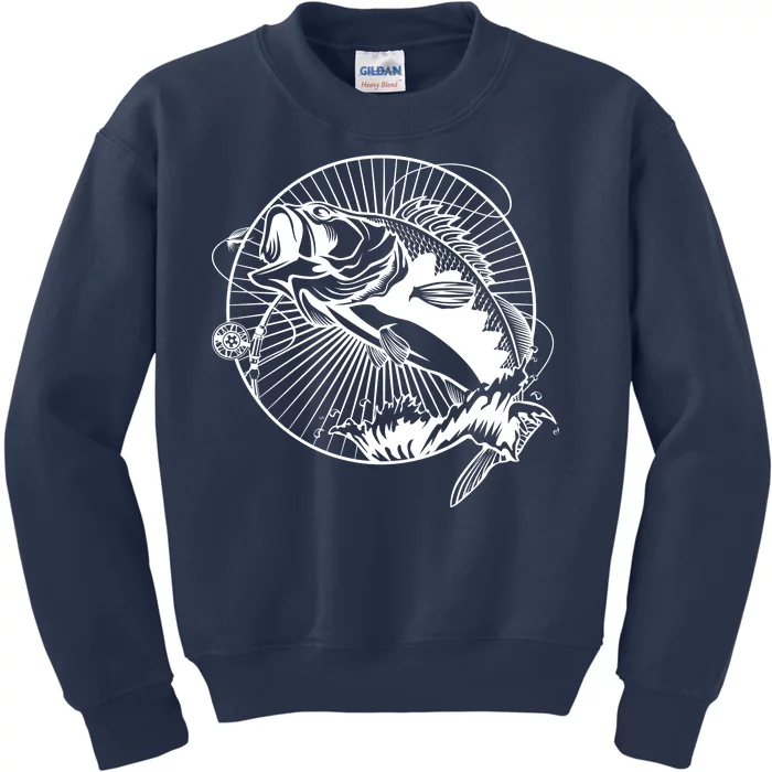 Fishing - Jumping Bass Fish Kids Sweatshirt