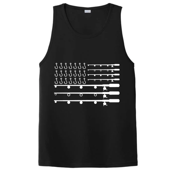 Fishing American Flag Fisherman Rods Performance Tank