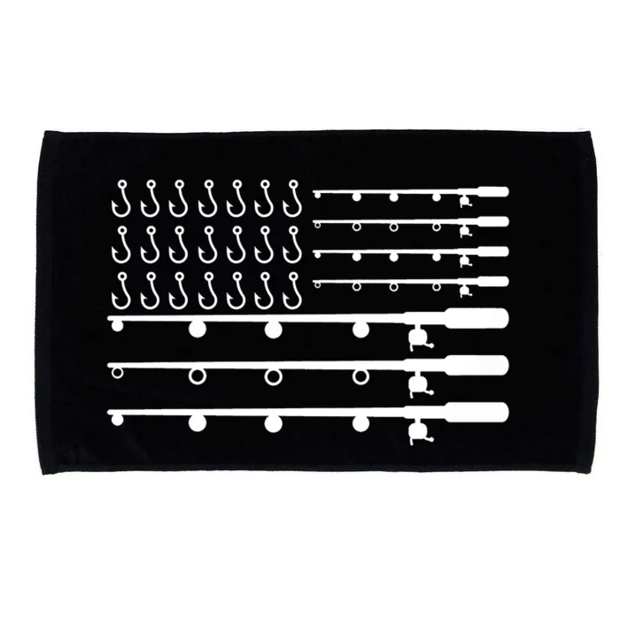 Fishing American Flag Fisherman Rods Microfiber Hand Towel