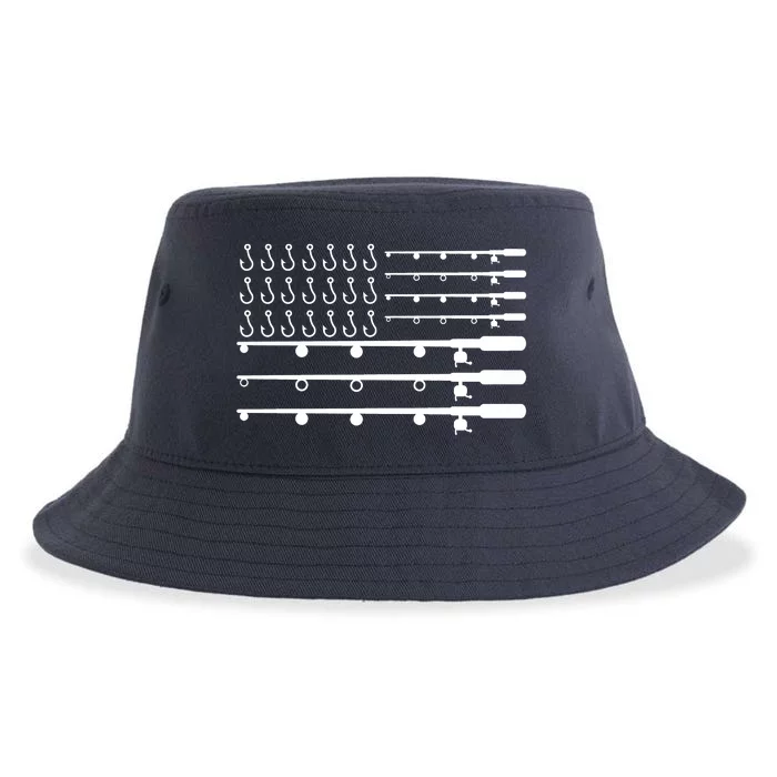 Fishing American Flag Fisherman Rods Sustainable Bucket Hat