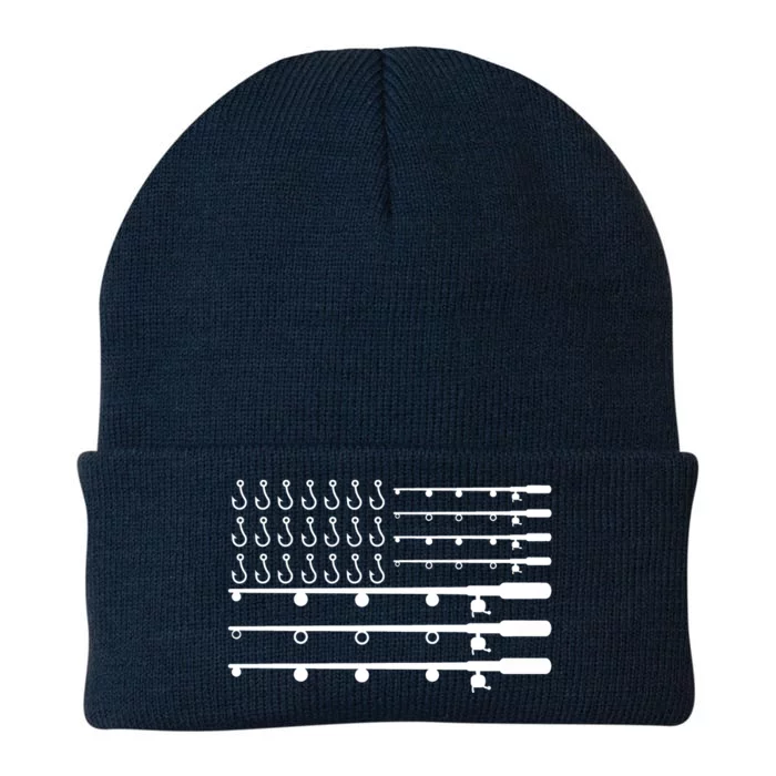 Fishing American Flag Fisherman Rods Knit Cap Winter Beanie