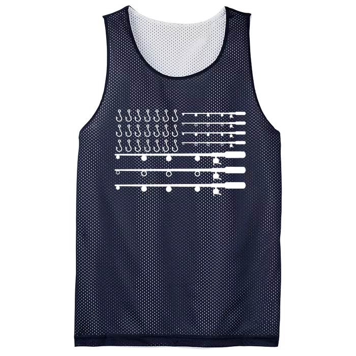 Fishing American Flag Fisherman Rods Mesh Reversible Basketball Jersey Tank