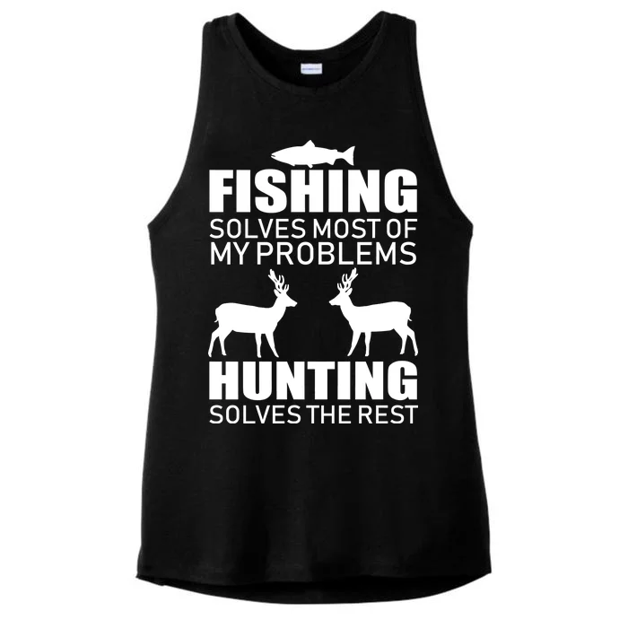 Fishing And Hunting Solves My Problems Ladies Tri-Blend Wicking Tank