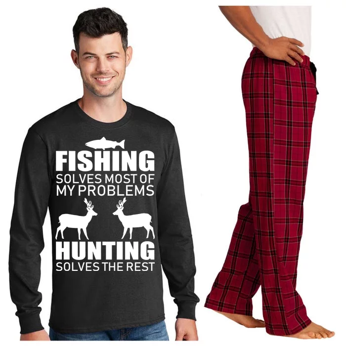 Fishing And Hunting Solves My Problems Long Sleeve Pajama Set