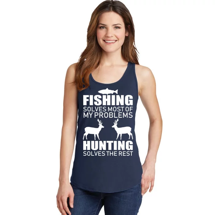 Fishing And Hunting Solves My Problems Ladies Essential Tank