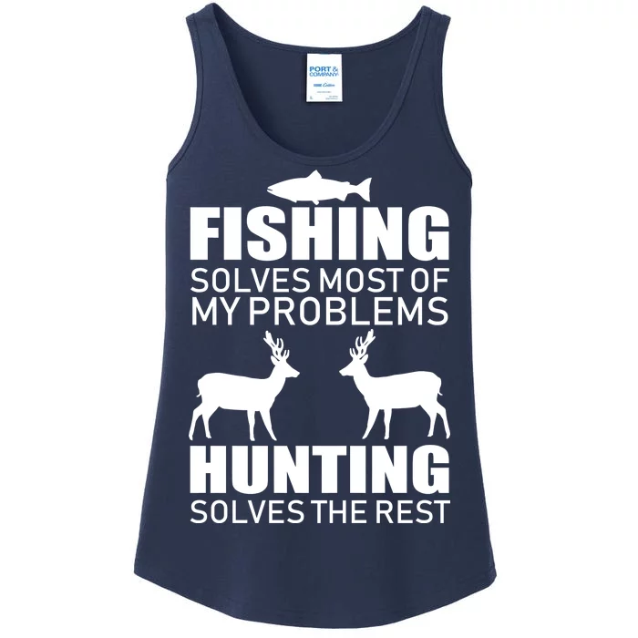 Fishing And Hunting Solves My Problems Ladies Essential Tank