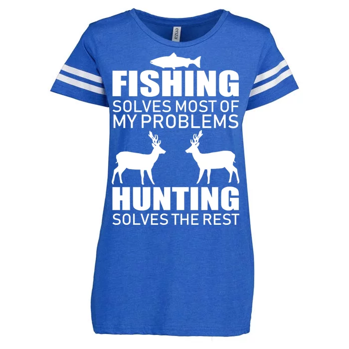 Fishing And Hunting Solves My Problems Enza Ladies Jersey Football T-Shirt