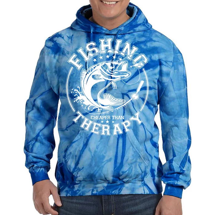 Fishing Cheaper Than Therapy Tie Dye Hoodie