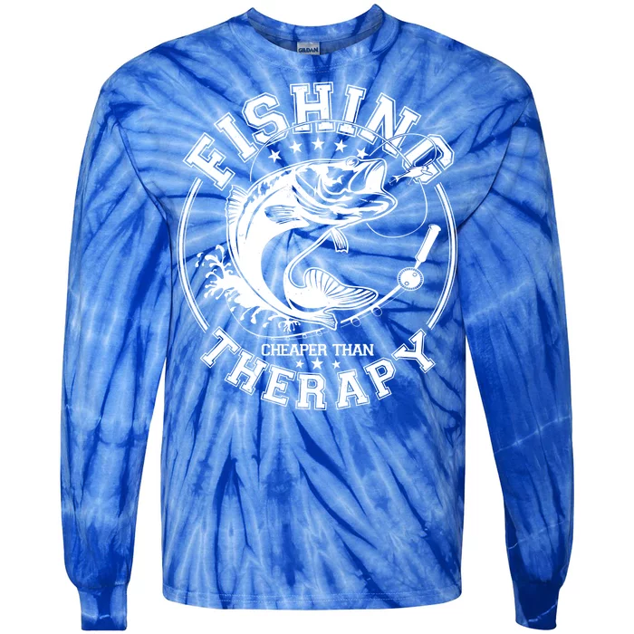 Fishing Cheaper Than Therapy Tie-Dye Long Sleeve Shirt