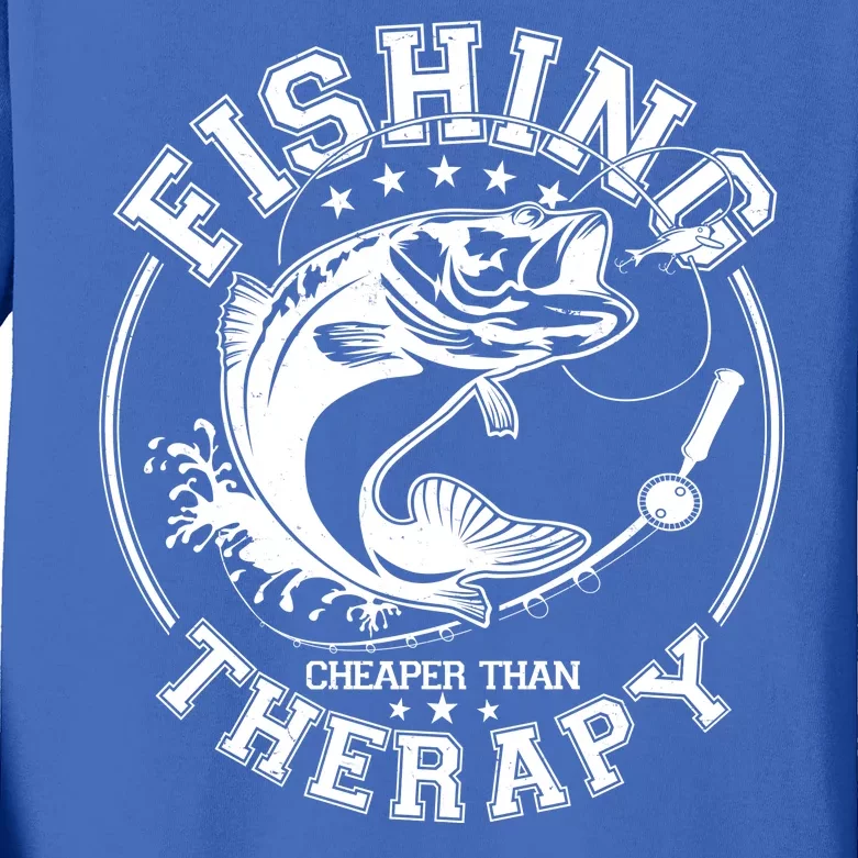 Fishing Cheaper Than Therapy Kids Long Sleeve Shirt