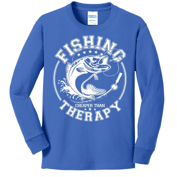 Fishing Cheaper Than Therapy Kids Long Sleeve Shirt