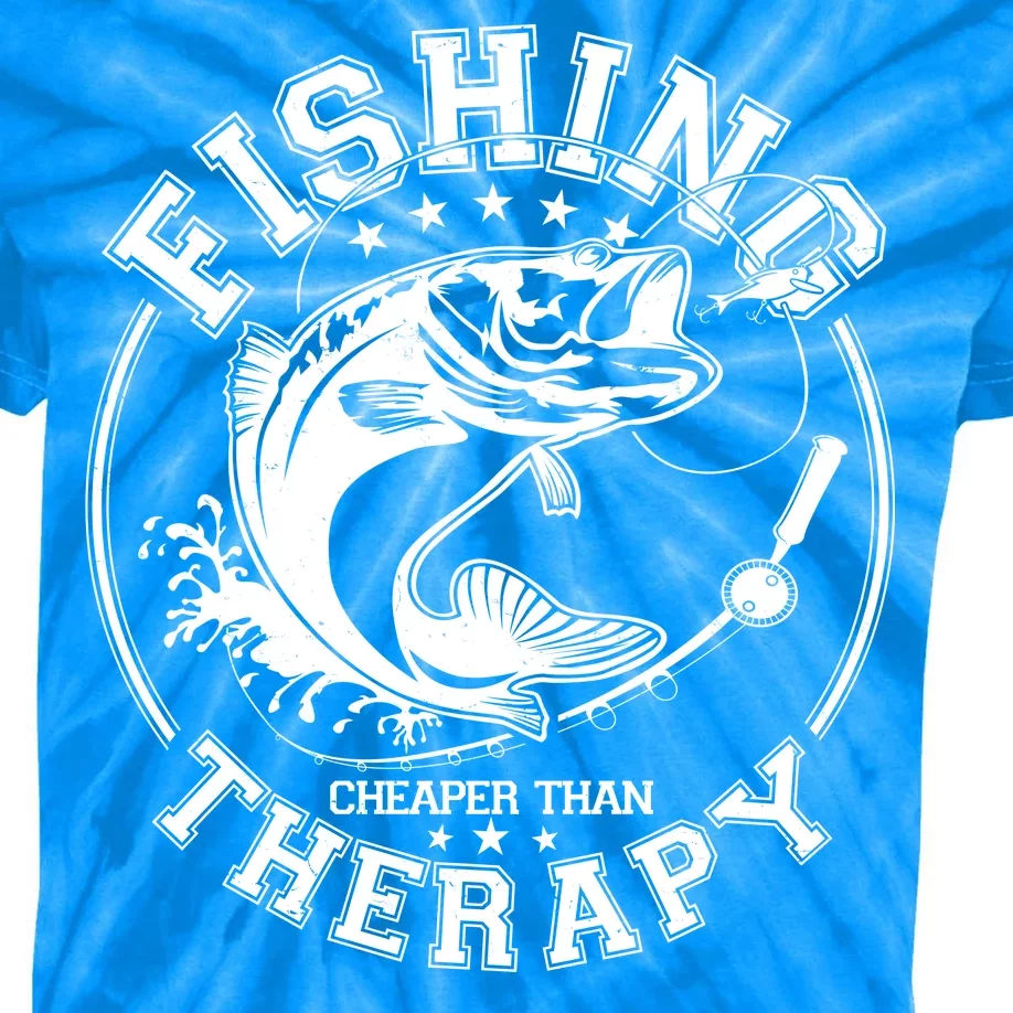 Fishing Cheaper Than Therapy Kids Tie-Dye T-Shirt