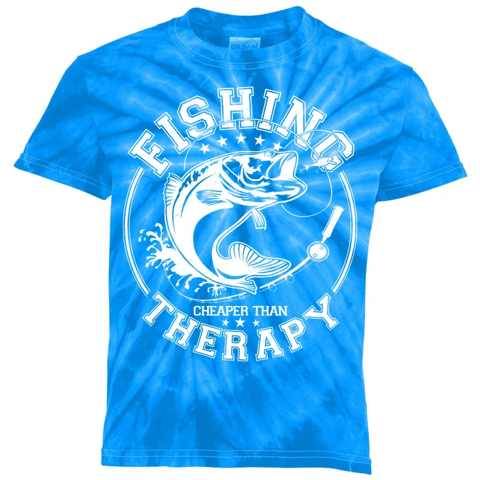 Fishing Cheaper Than Therapy Kids Tie-Dye T-Shirt