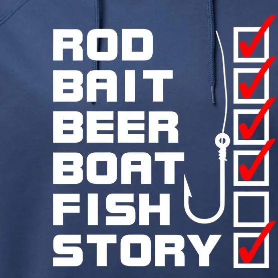 Fishing Check list Everything Checked But Fish Performance Fleece Hoodie