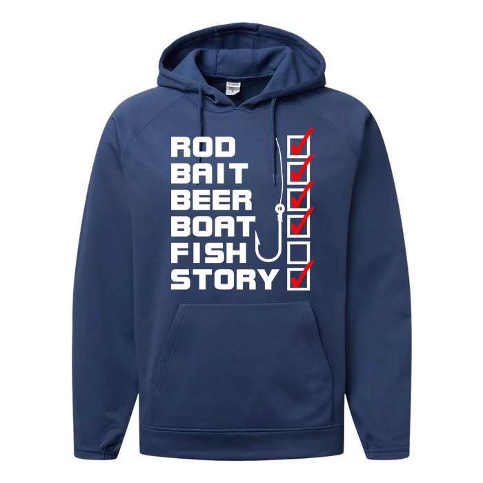 Fishing Check list Everything Checked But Fish Performance Fleece Hoodie