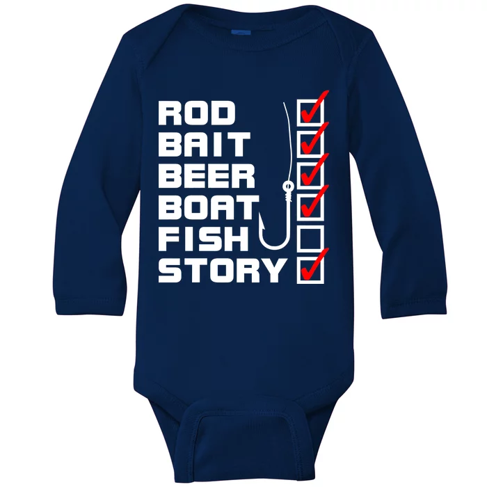 Fishing Check list Everything Checked But Fish Baby Long Sleeve Bodysuit