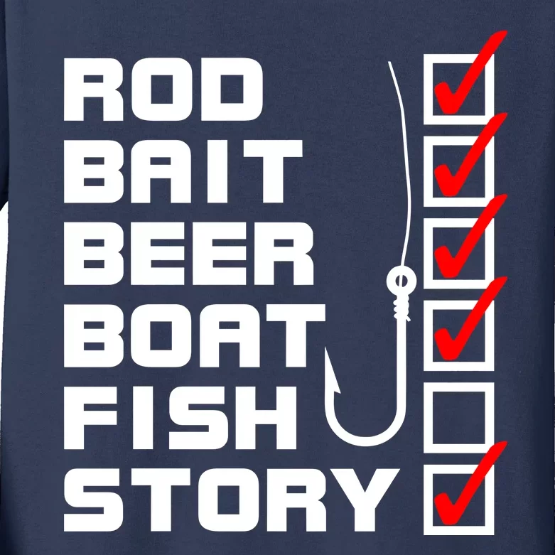 Fishing Check list Everything Checked But Fish Kids Long Sleeve Shirt