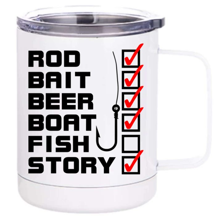 Fishing Check list Everything Checked But Fish Front & Back 12oz Stainless Steel Tumbler Cup