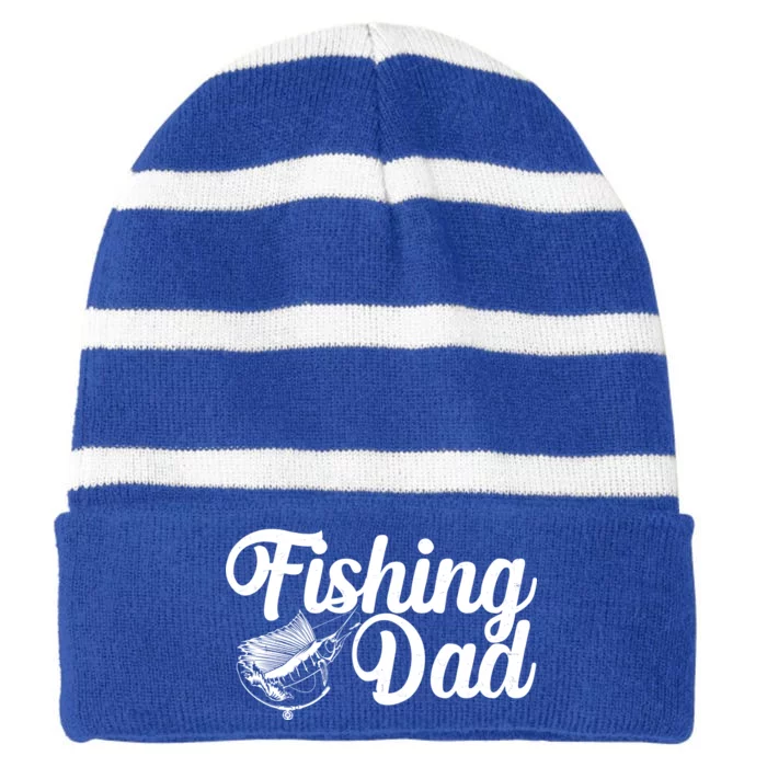 Fishing Dad Father's Day Fishing Fan Striped Beanie with Solid Band