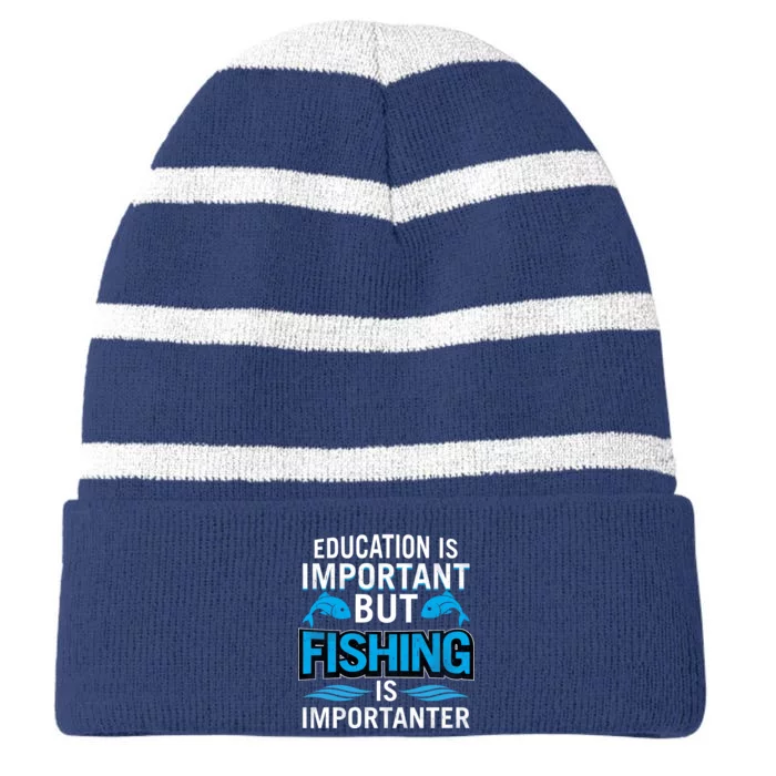 Fishing Is Important Striped Beanie with Solid Band