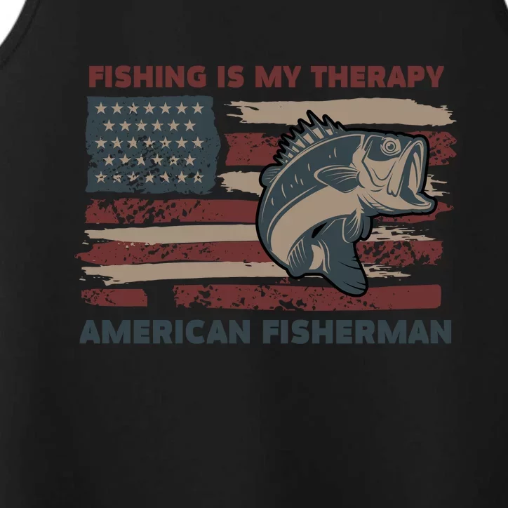 Fishing Is My Therapy American Fisherman Performance Tank