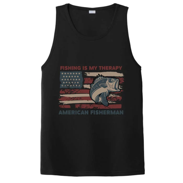 Fishing Is My Therapy American Fisherman Performance Tank