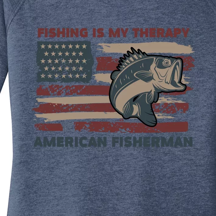 Fishing Is My Therapy American Fisherman Women's Perfect Tri Tunic Long Sleeve Shirt