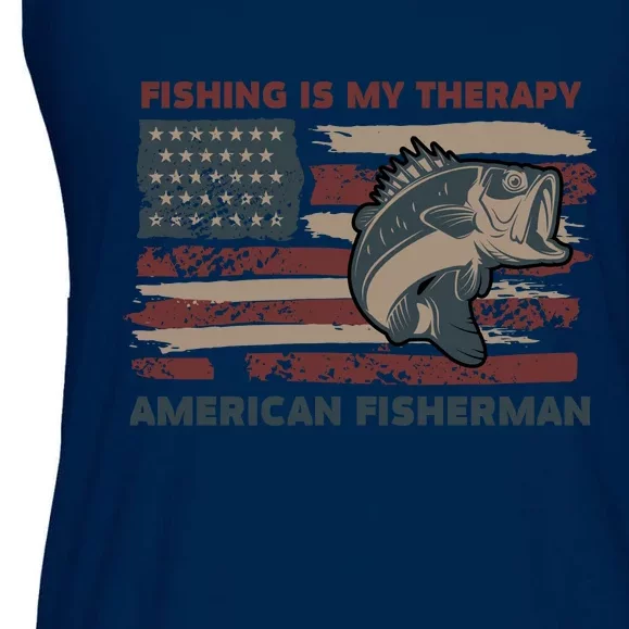 Fishing Is My Therapy American Fisherman Ladies Essential Flowy Tank