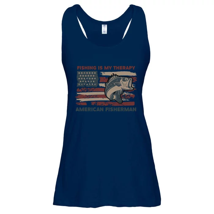 Fishing Is My Therapy American Fisherman Ladies Essential Flowy Tank