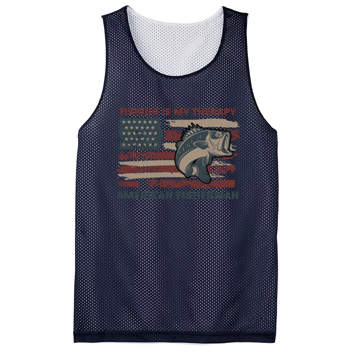 Fishing Is My Therapy American Fisherman Mesh Reversible Basketball Jersey Tank