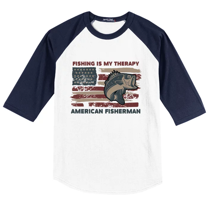 Fishing Is My Therapy American Fisherman Baseball Sleeve Shirt