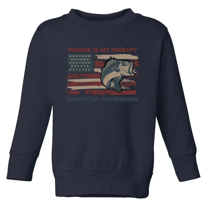 Fishing Is My Therapy American Fisherman Toddler Sweatshirt