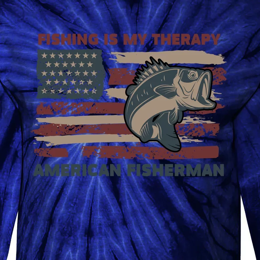 Fishing Is My Therapy American Fisherman Tie-Dye Long Sleeve Shirt