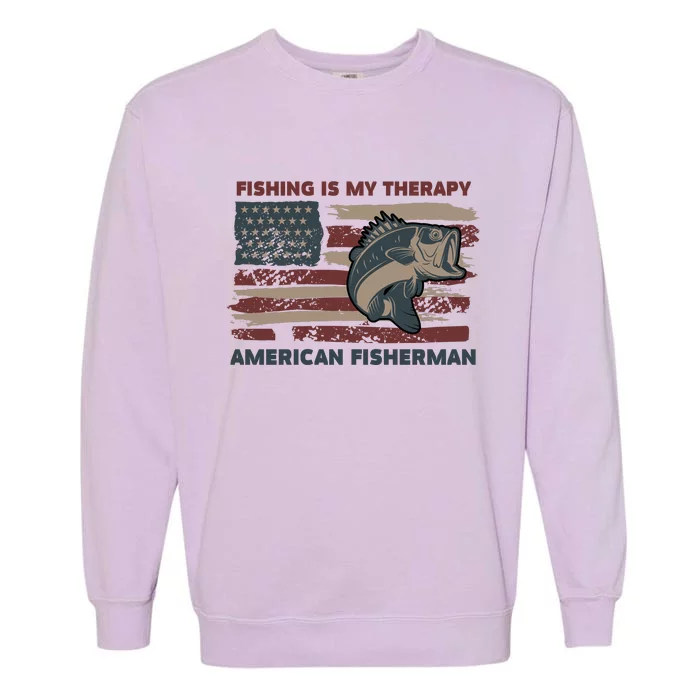 Fishing Is My Therapy American Fisherman Garment-Dyed Sweatshirt