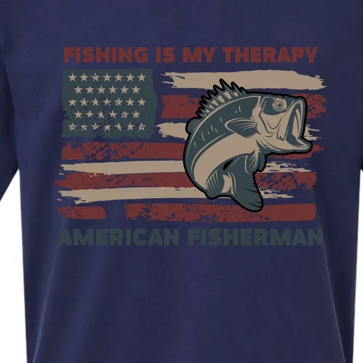 Fishing Is My Therapy American Fisherman Sueded Cloud Jersey T-Shirt