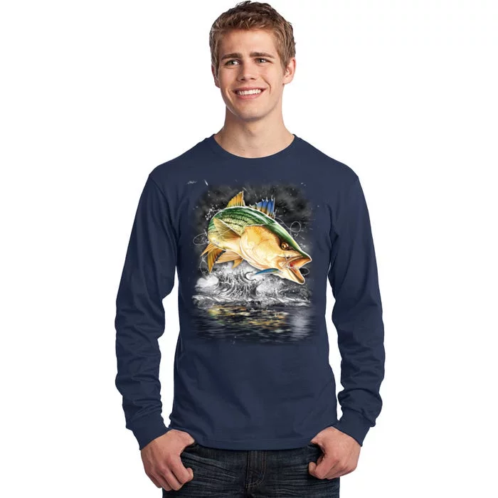 Fishing Jumping Striped Bass Tall Long Sleeve T-Shirt