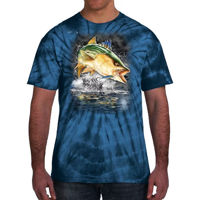 Fishing Jumping Striped Bass Tie-Dye T-Shirt