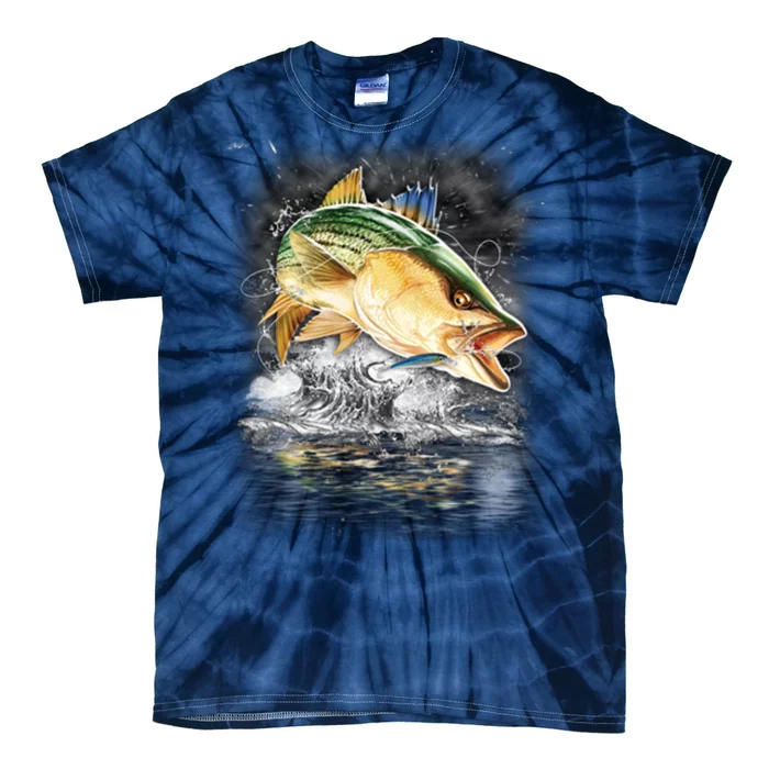 Fishing Jumping Striped Bass Tie-Dye T-Shirt