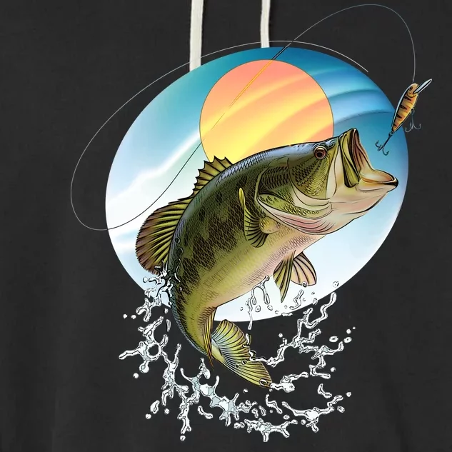 Fishing Leaping Bass Garment-Dyed Fleece Hoodie