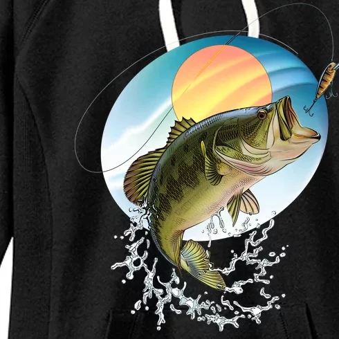 Fishing Leaping Bass Women's Fleece Hoodie