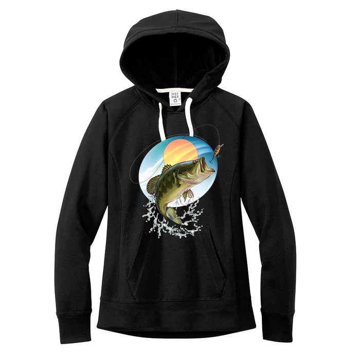 Fishing Leaping Bass Women's Fleece Hoodie