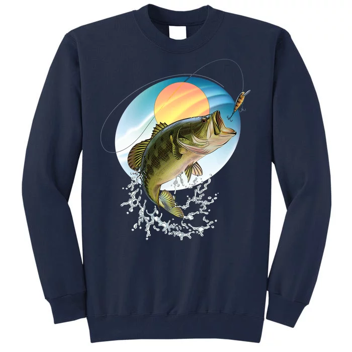 Fishing Leaping Bass Tall Sweatshirt