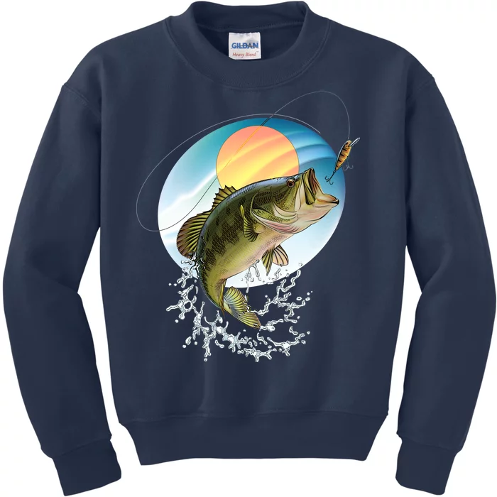 Fishing Leaping Bass Kids Sweatshirt