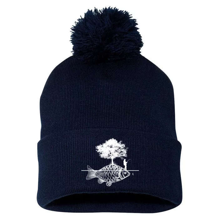 Fishing Life Pom Pom 12in Knit Beanie