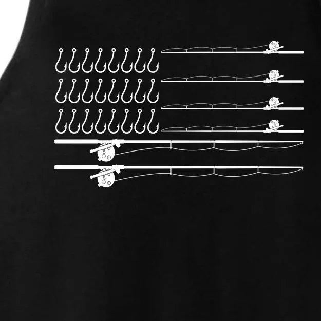 Fishing Pole Hooks USA American Flag Ladies Tri-Blend Wicking Tank